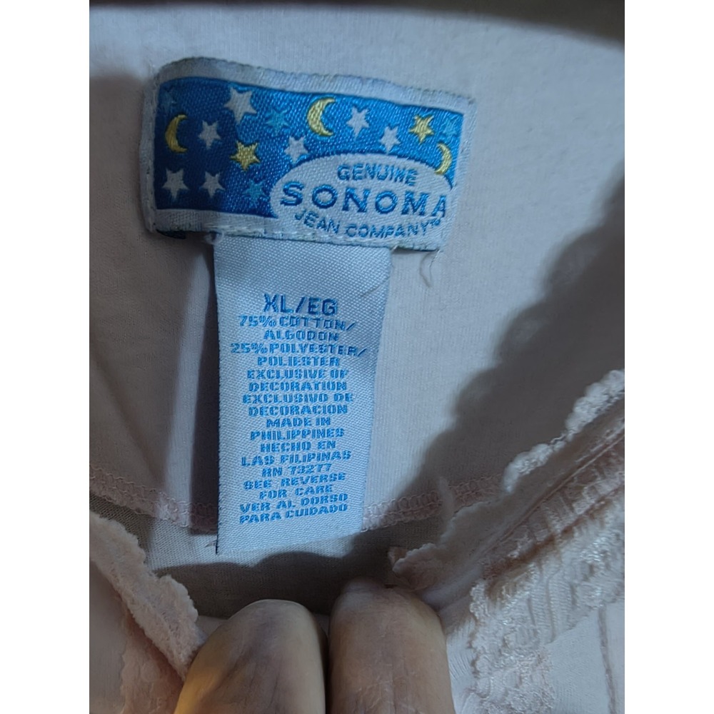 Sonoma Women's Nightgown XL Soft Brushed Cotton Algodon Fabric Long Sleeves EUC - Picture 3 of 9
